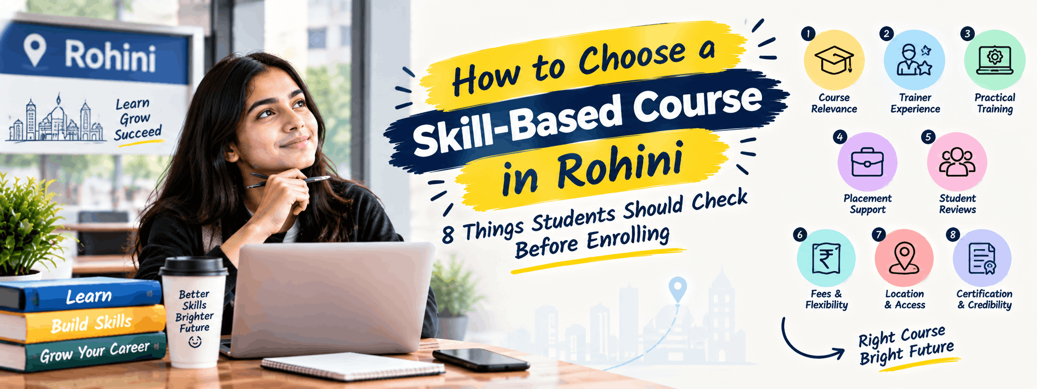 Student comparing skill-based courses in Rohini before enrolling in a training institute