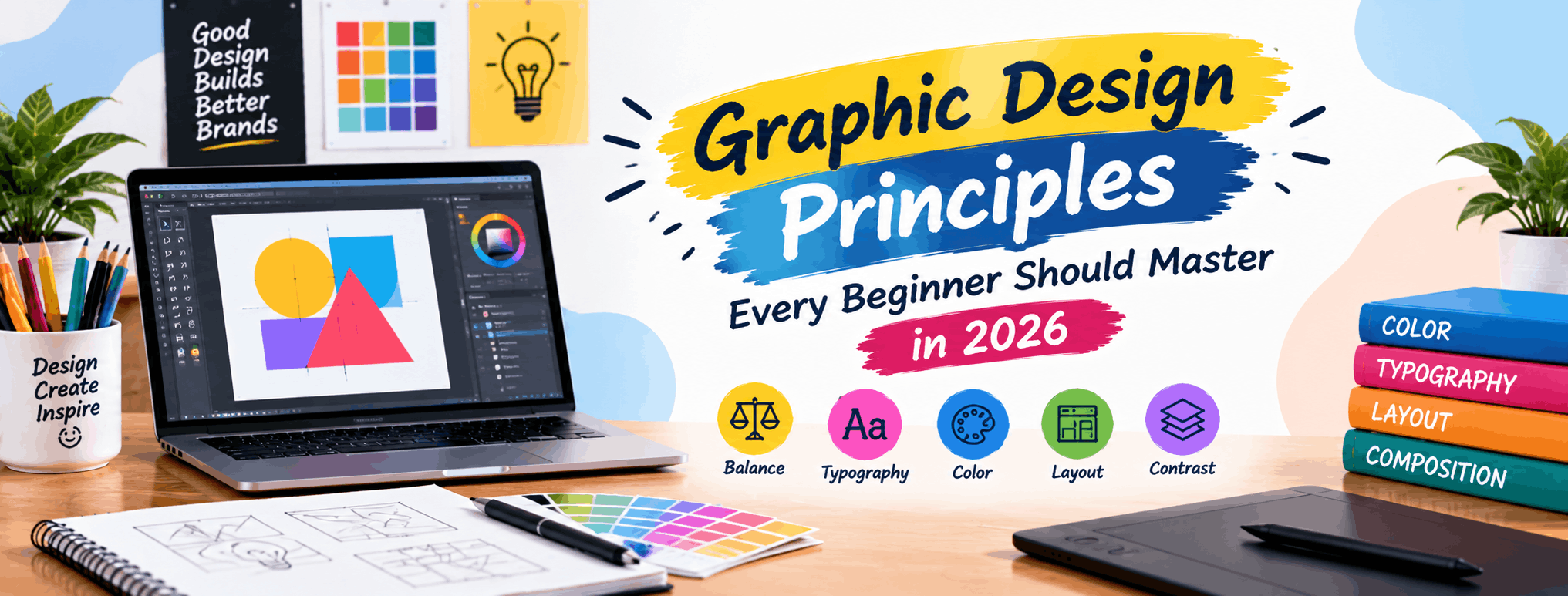 Poster design showing visual hierarchy with size, color, and spacing guiding the eye