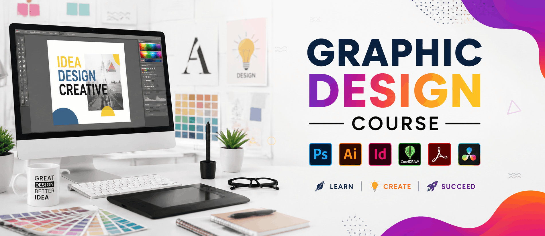 Color wheel and palette illustrating color psychology in graphic design